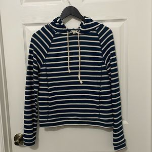 Women’s navy and cream striped pullover hoodie